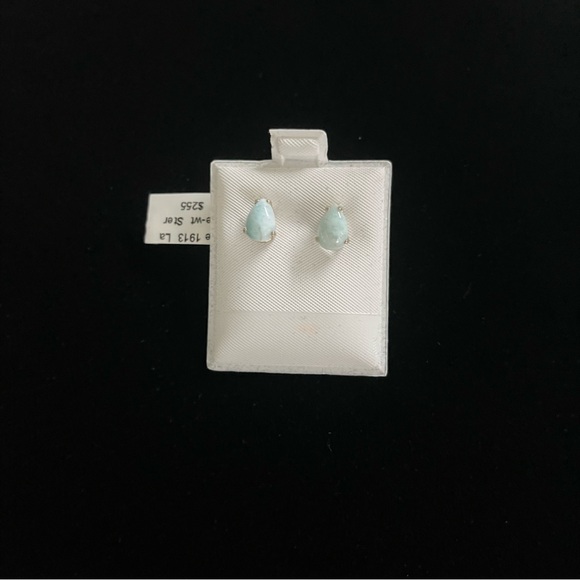 Sterling silver One of a kind Larimar pear shaped earrings - Picture 5 of 8